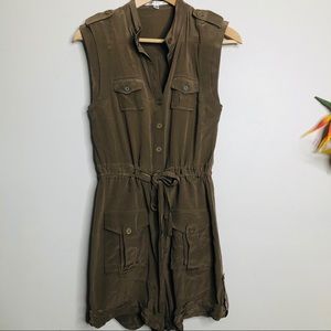 WALTER BAKER 100% silk khaki romper jumper cargo